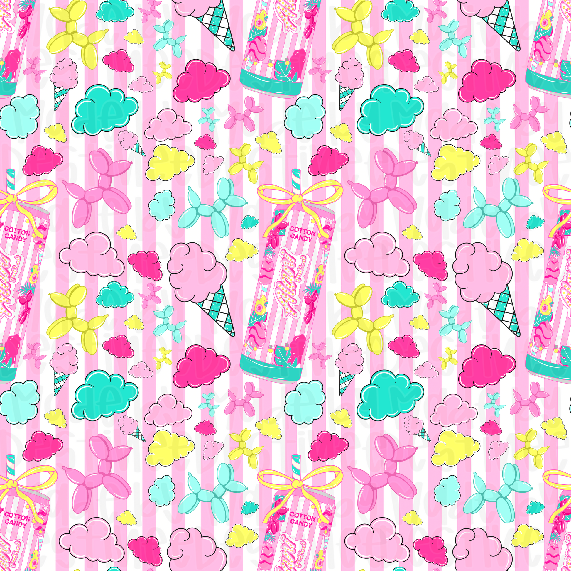 Alani Nu Cotton Candy Seamless Pattern β Y2K Balloon Animals & Clouds