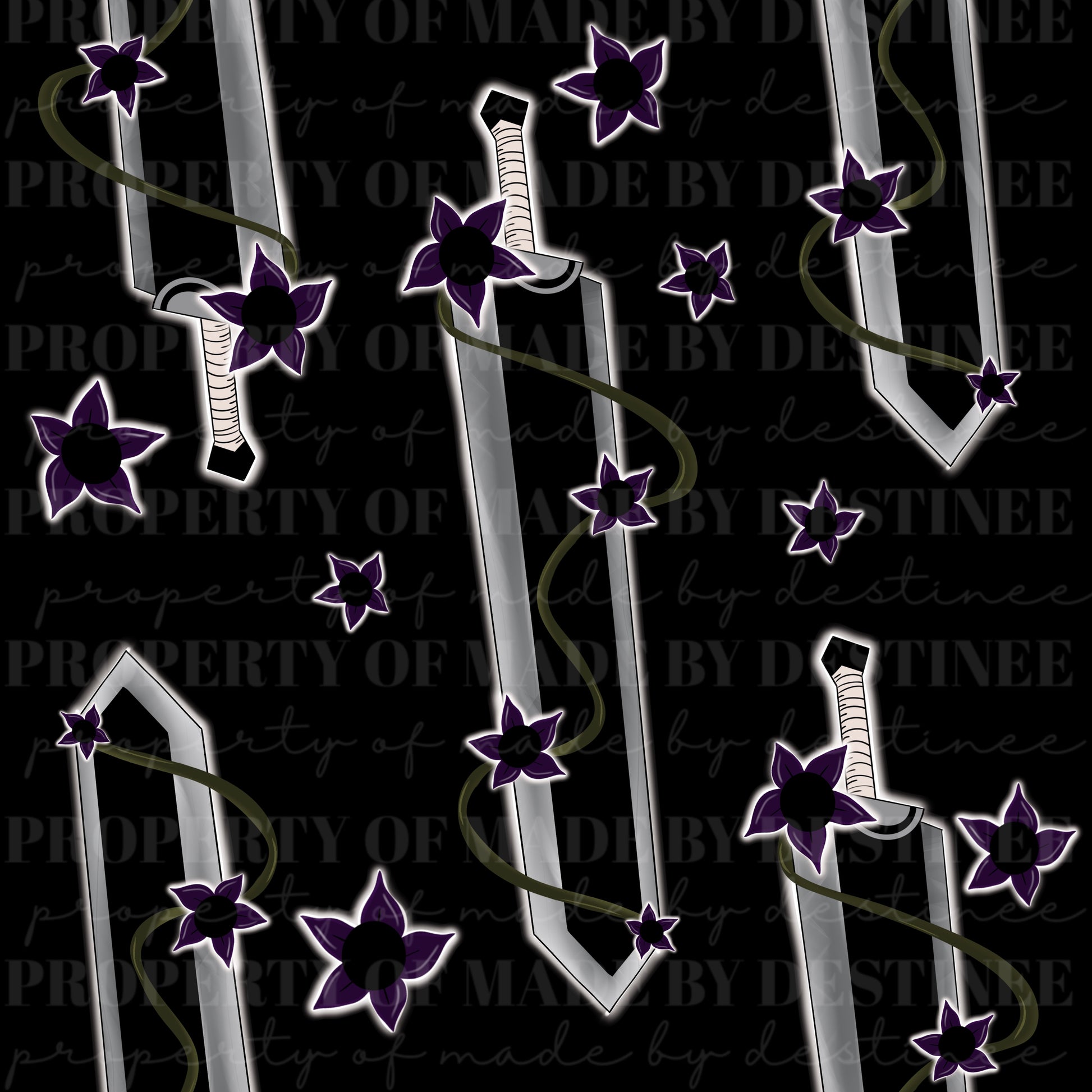 Dragonslayer Belladonna Seamless Design | Berserk-Inspired Sword Pattern