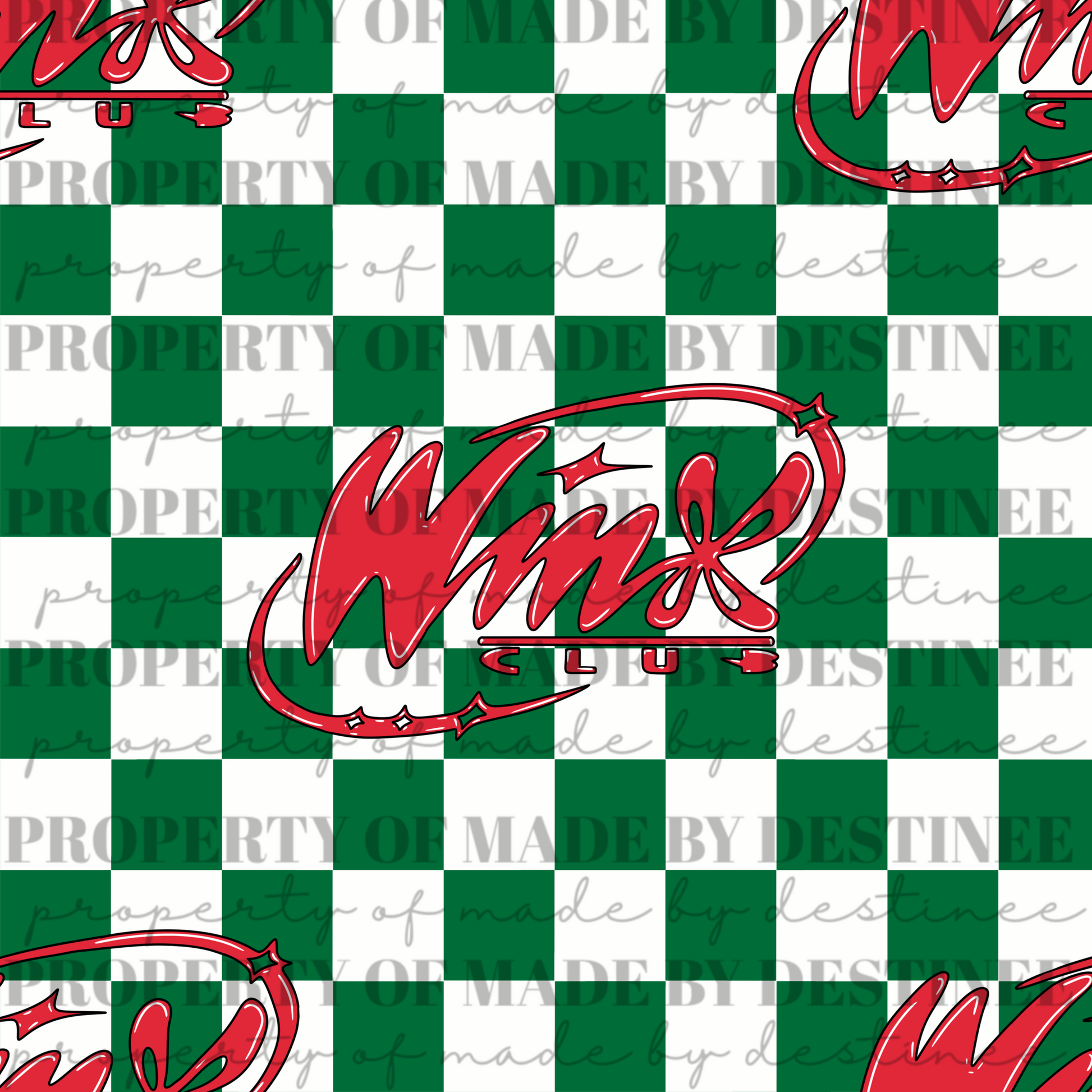 ✨ Winx Club Christmas Seamless Pattern Bundle | Retro Holiday PNG Backgrounds | Checkerboard, Animal Print & Grunge Variants