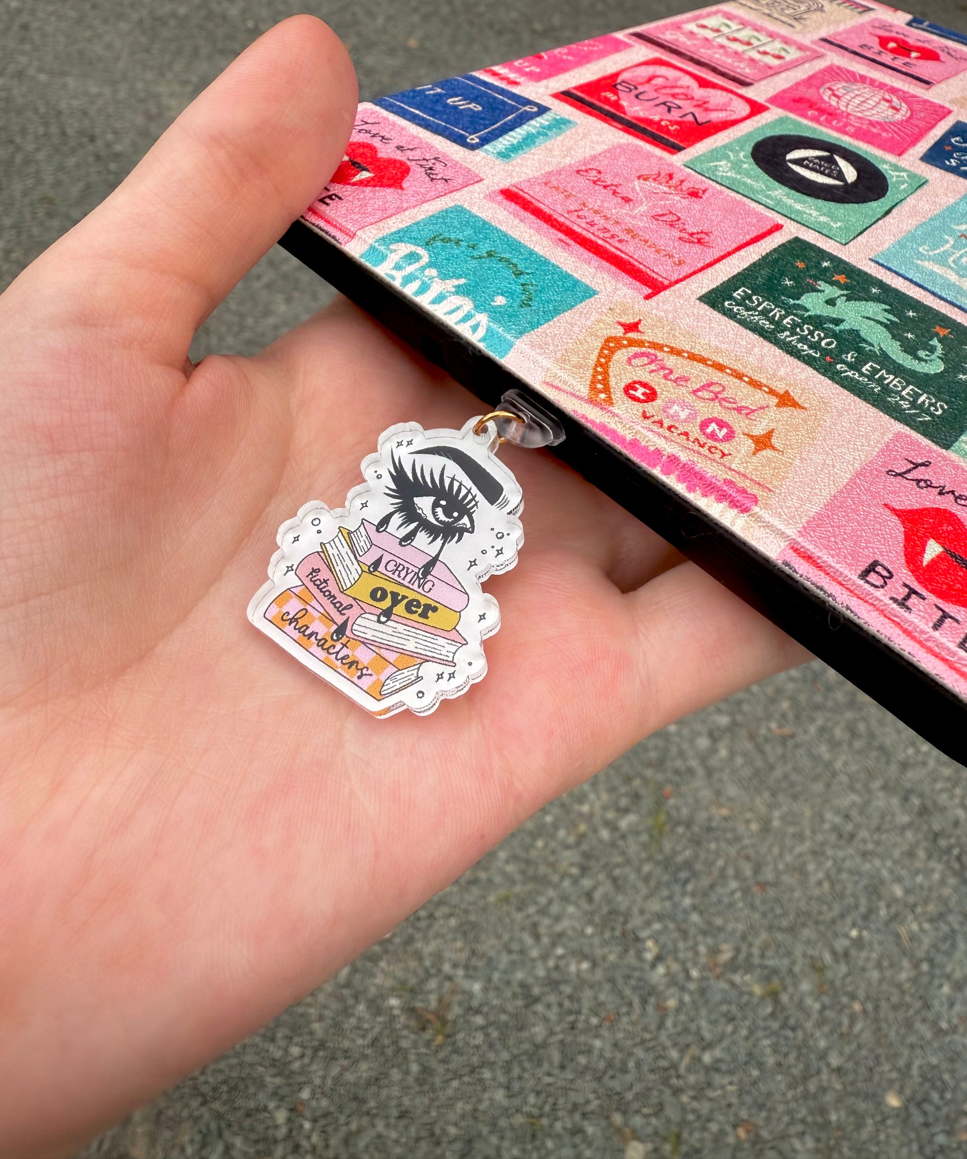 Crying Over Fictional Characters Kindle Charm – Bookish Dust Plug for E-Readers