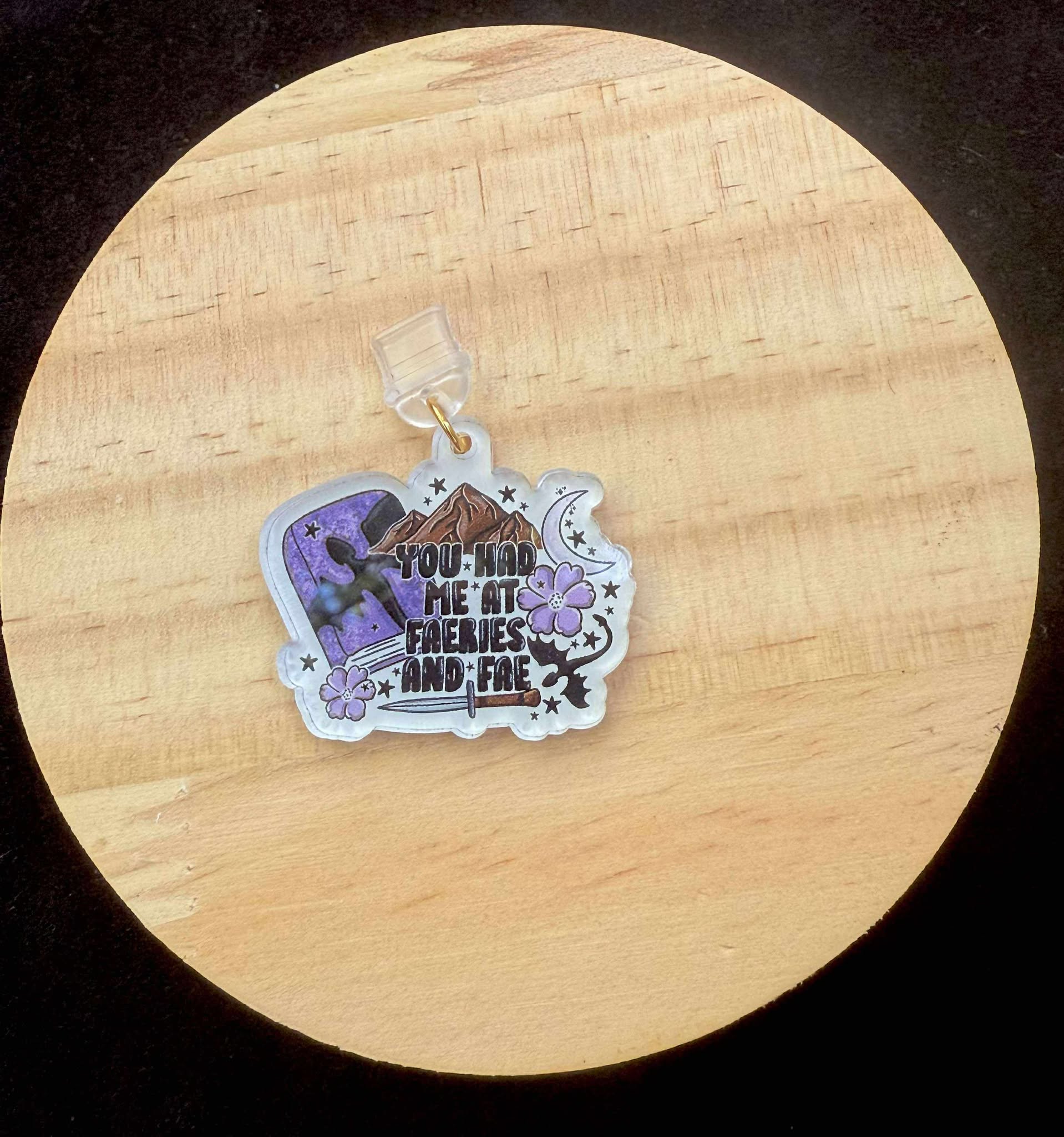 “You Had Me at Faeries and Fae” Dust Plug Charm – With Keyring & Clasp (iPhone, USB-C, Micro USB)