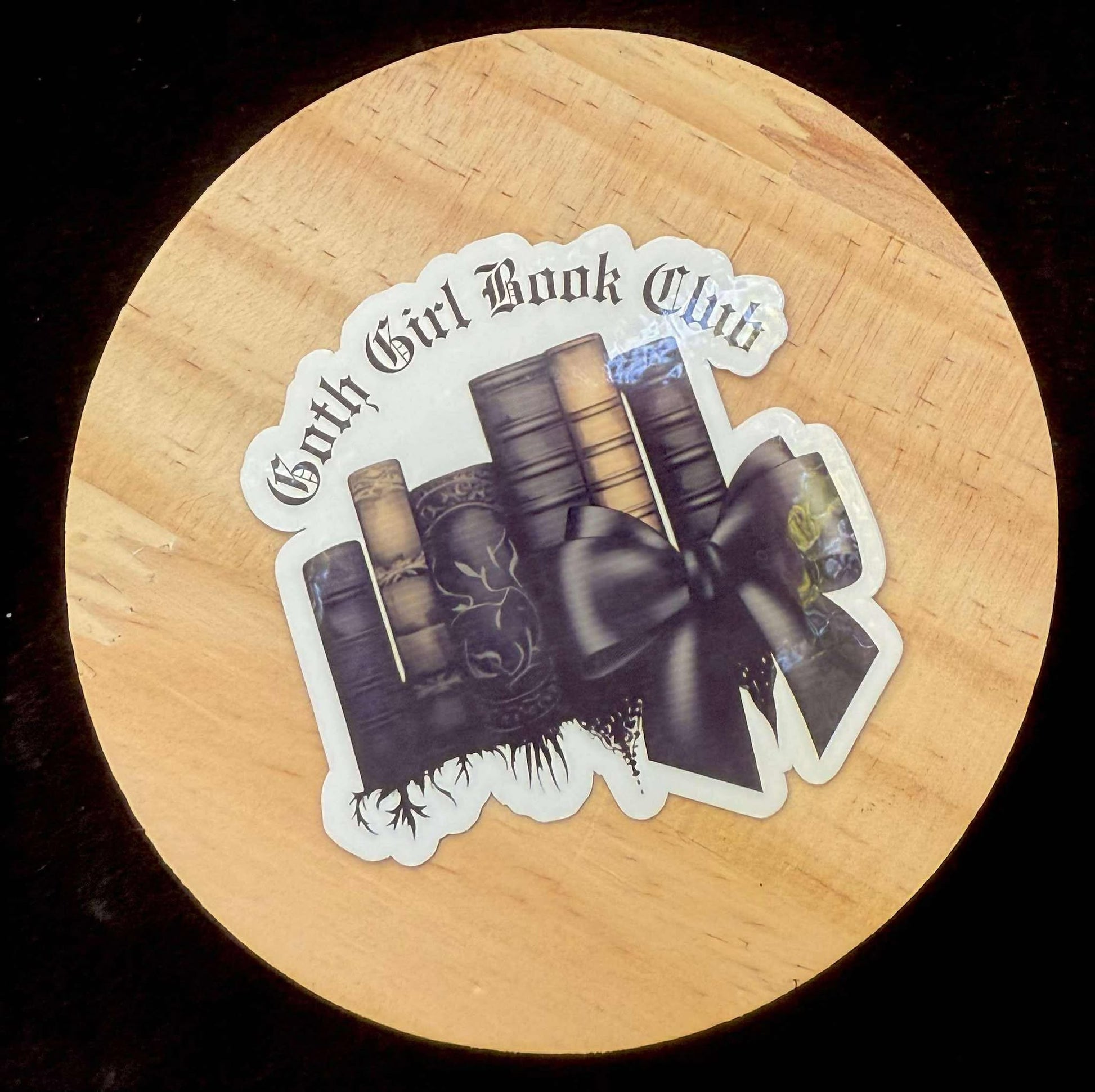 “Goth Girl Book Club” Sticker – Dark Academia Aesthetic Bookstack Decal