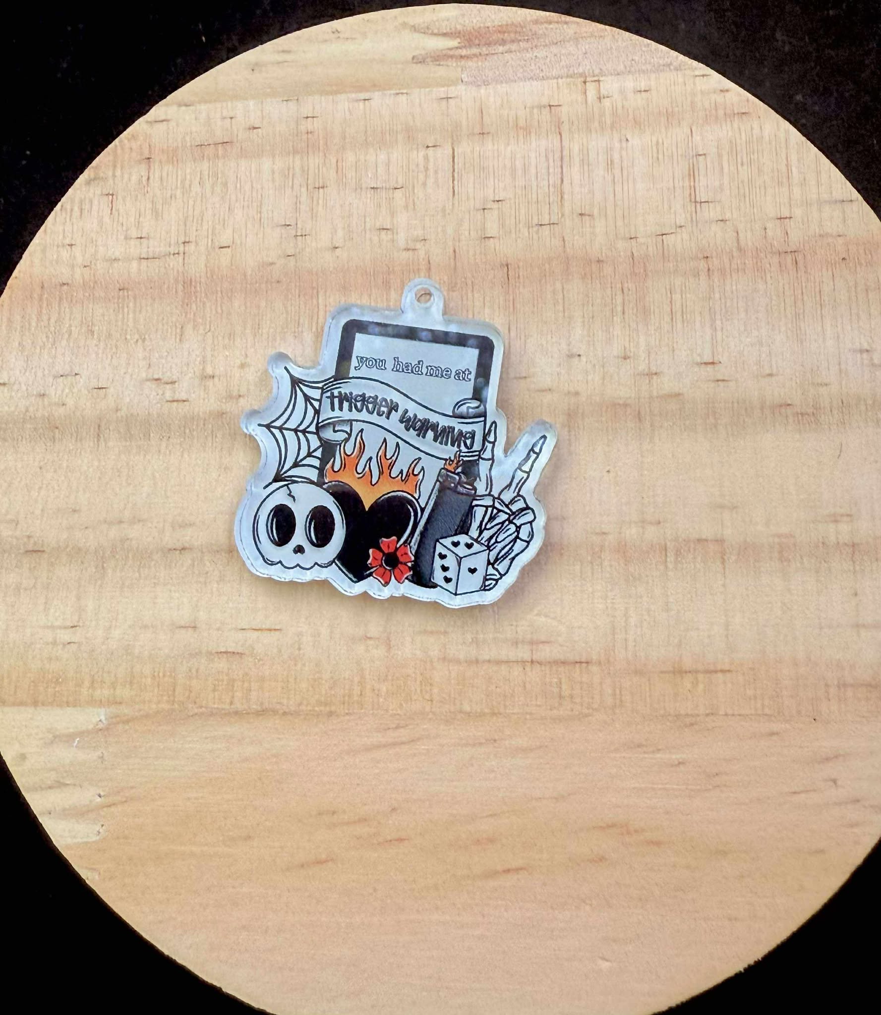 “You Had Me at Trigger Warning” Dust Plug Charm – With Keyring & Clasp (iPhone, USB-C, Micro USB)
