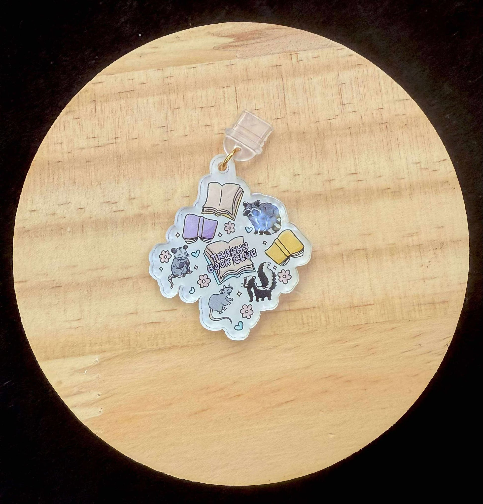“Trashy Book Club” Dust Plug Charm – With Keyring & Clasp (iPhone, USB-C, Micro USB)