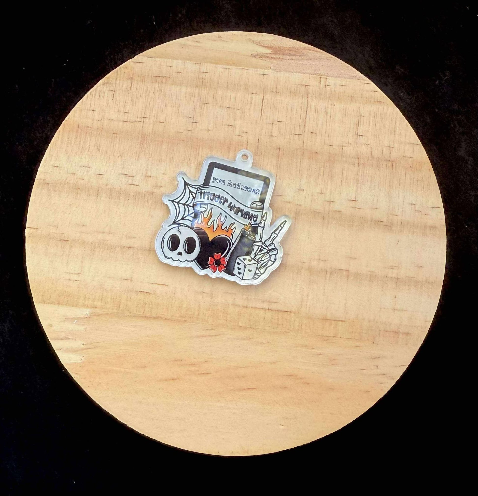 “You Had Me at Trigger Warning” Dust Plug Charm – With Keyring & Clasp (iPhone, USB-C, Micro USB)