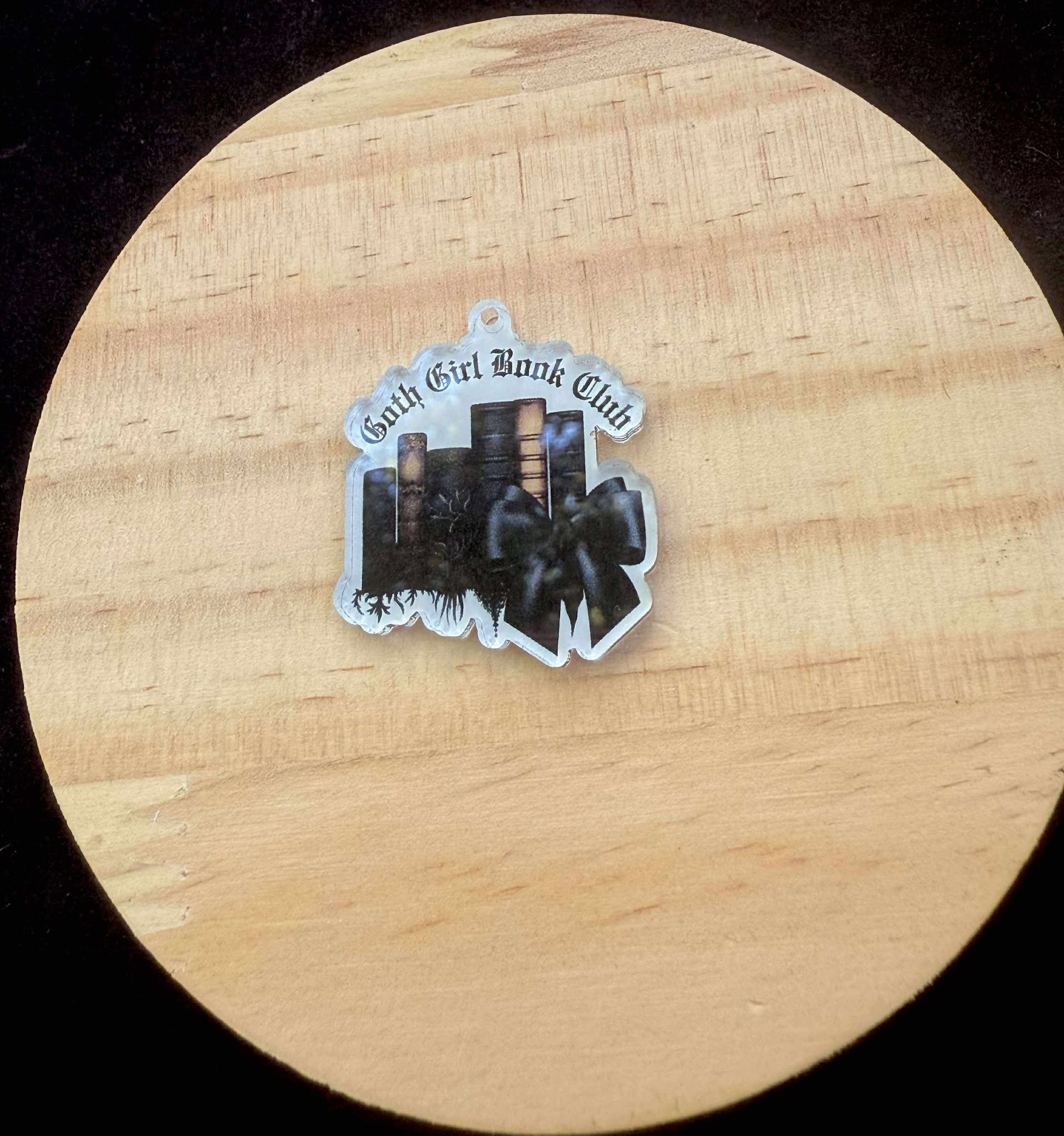 “Goth Girl Book Club” Dust Plug Charm – With Keyring & Clasp (iPhone, USB-C, Micro USB)