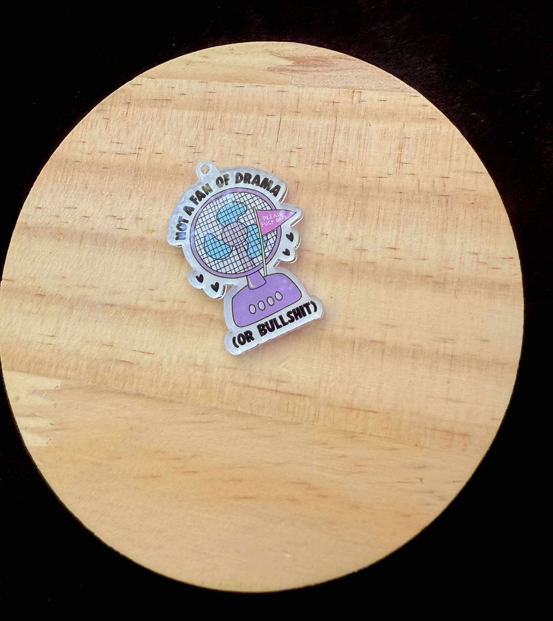 “Not a Fan of Drama (or Bullshit)” Dust Plug Charm – With Keyring & Clasp (iPhone, USB-C, Micro USB)