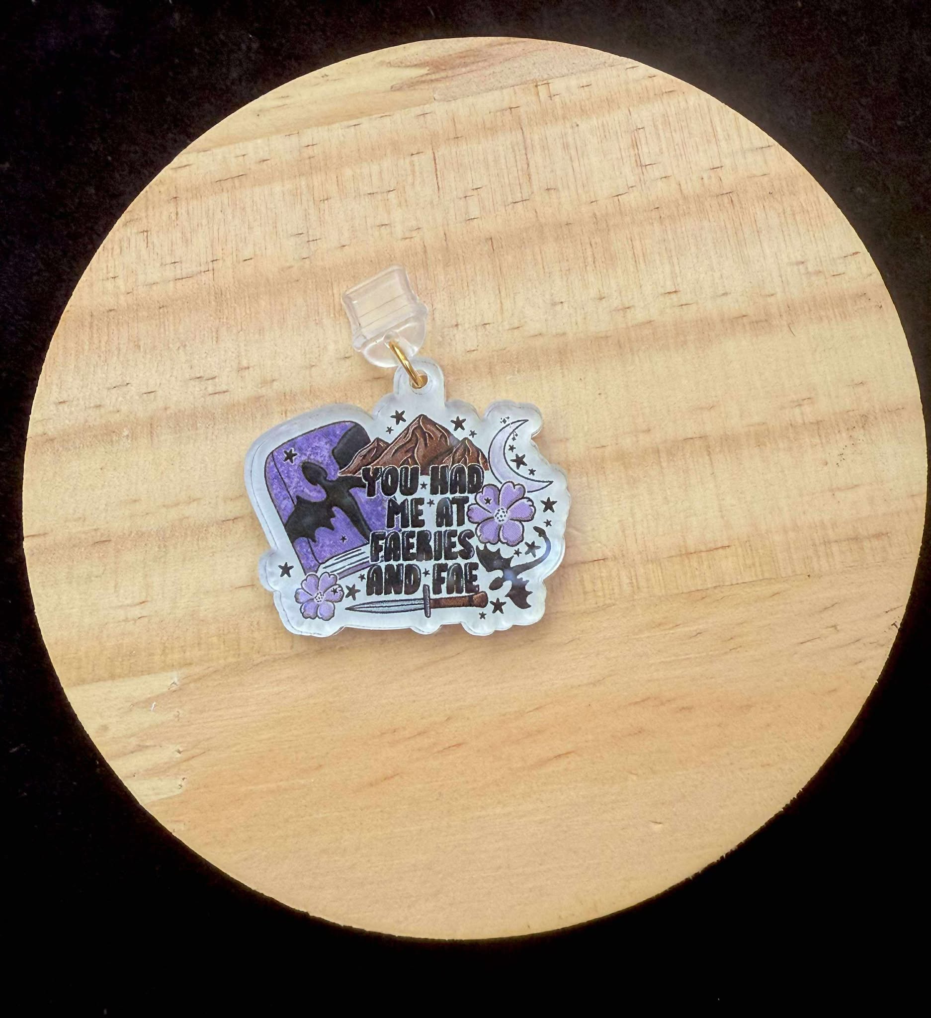“You Had Me at Faeries and Fae” Dust Plug Charm – With Keyring & Clasp (iPhone, USB-C, Micro USB)