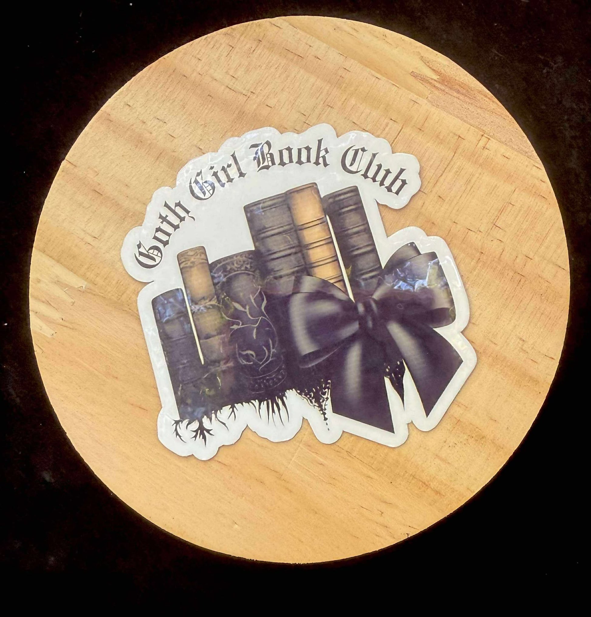 “Goth Girl Book Club” Sticker – Dark Academia Aesthetic Bookstack Decal