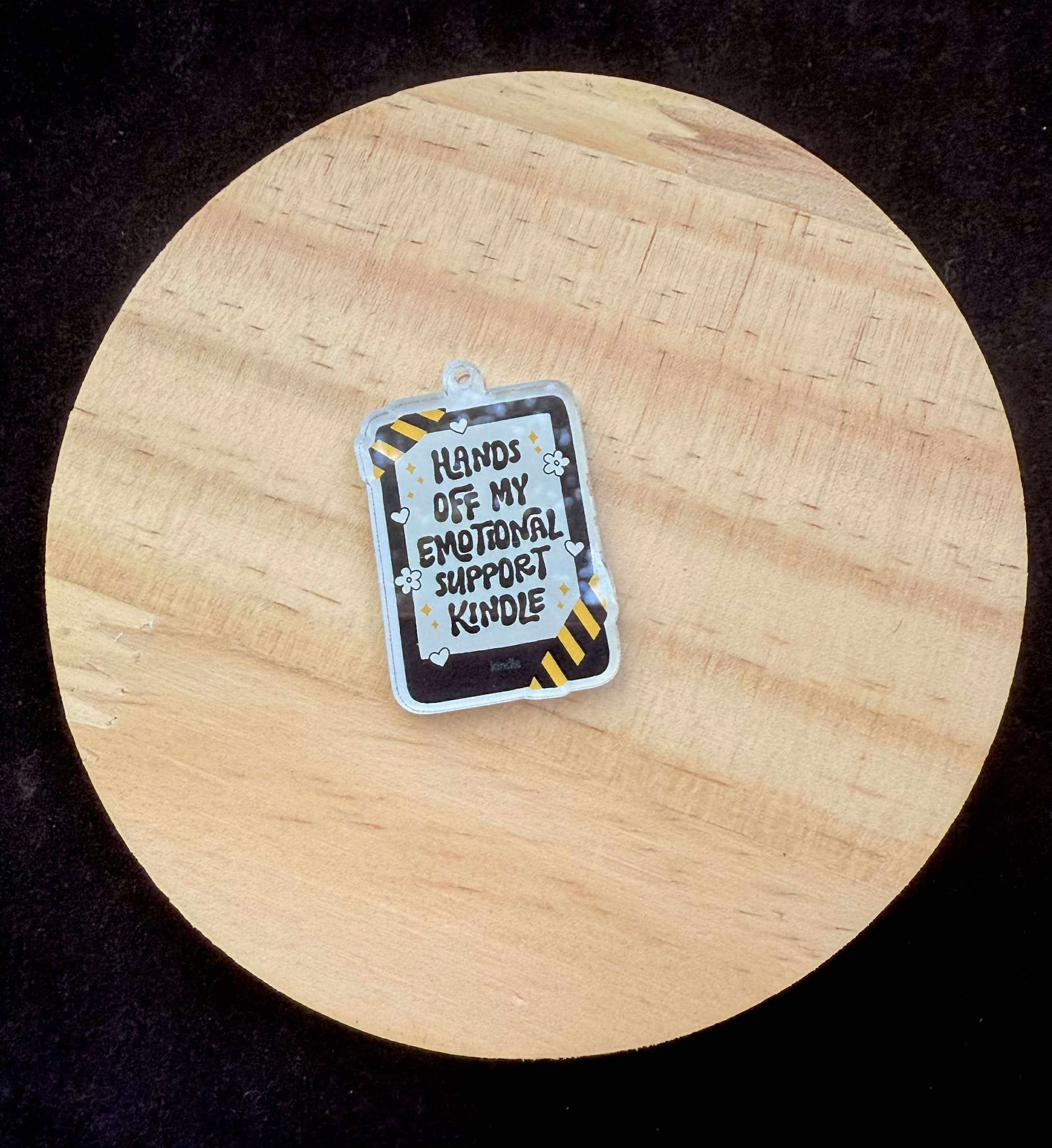 “Hands Off My Emotional Support Kindle” Dust Plug Charm – With Keyring & Clasp (iPhone, USB-C, Micro USB)