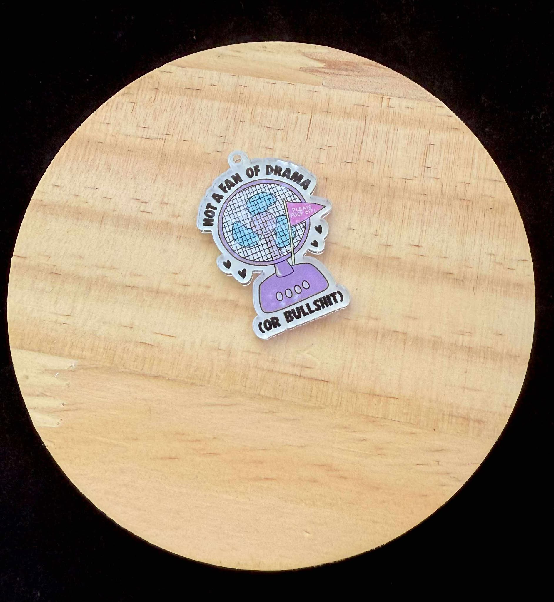 “Not a Fan of Drama (or Bullshit)” Dust Plug Charm – With Keyring & Clasp (iPhone, USB-C, Micro USB)