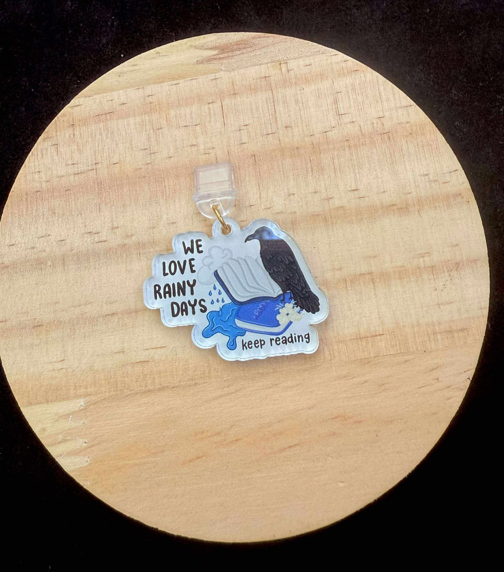 “We Love Rainy Days” Dust Plug Charm – With Keyring & Clasp (iPhone, USB-C, Micro USB)