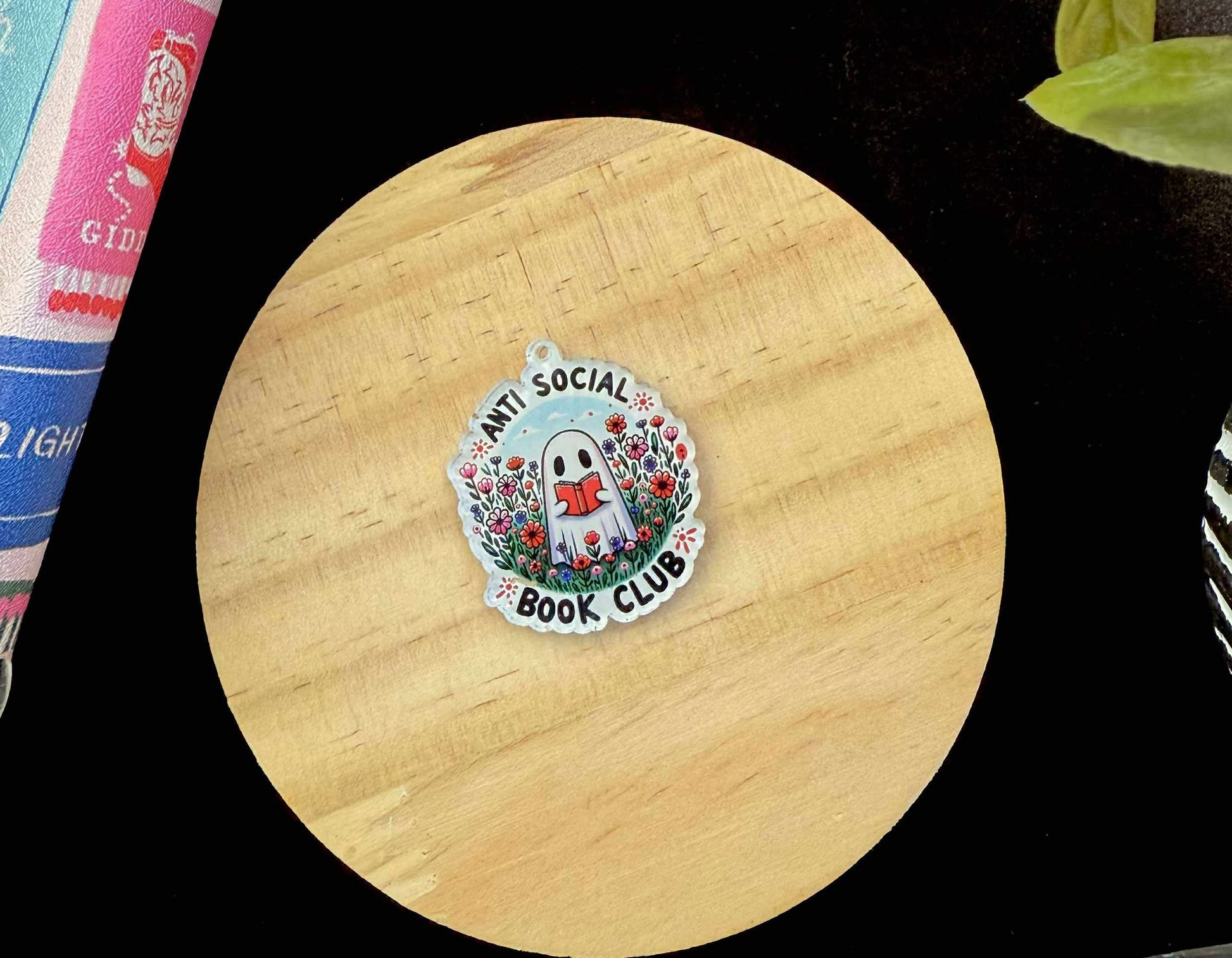 “Anti Social Book Club” Dust Plug Charm – With Keyring & Clasp (iPhone, USB-C, Micro USB)