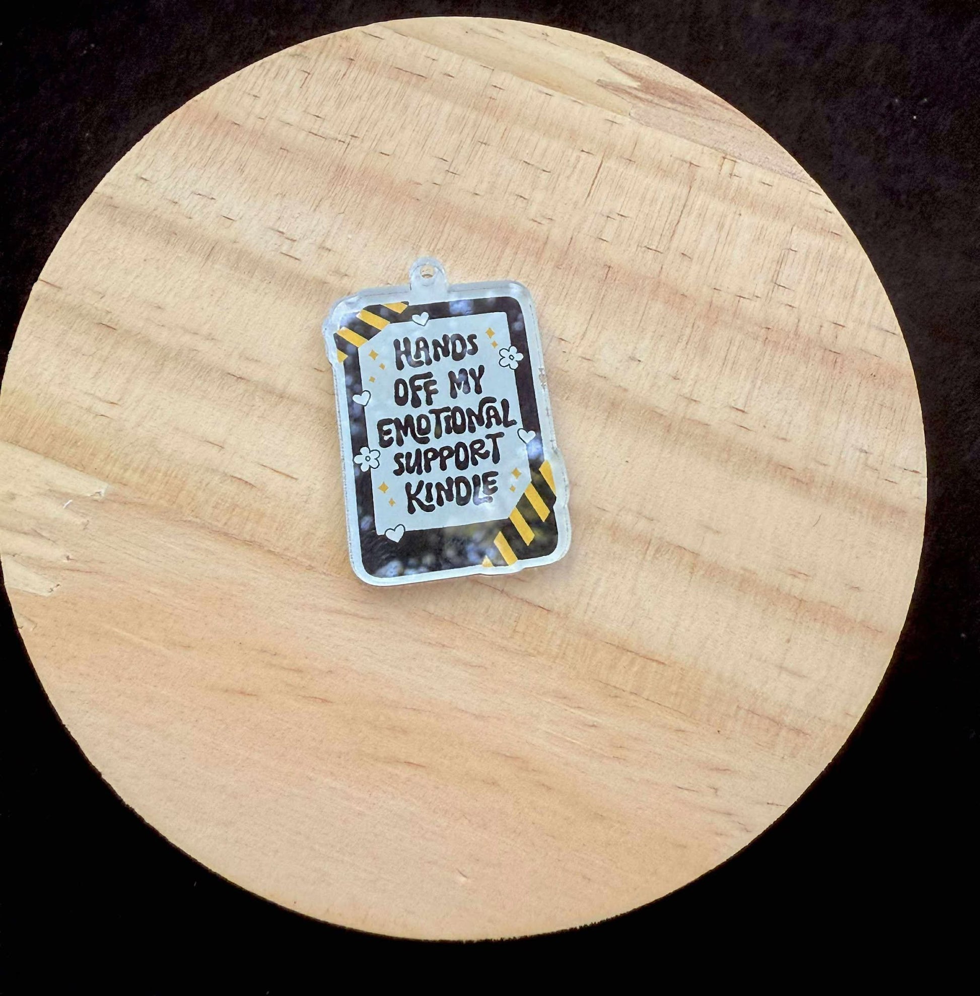 “Hands Off My Emotional Support Kindle” Dust Plug Charm – With Keyring & Clasp (iPhone, USB-C, Micro USB)