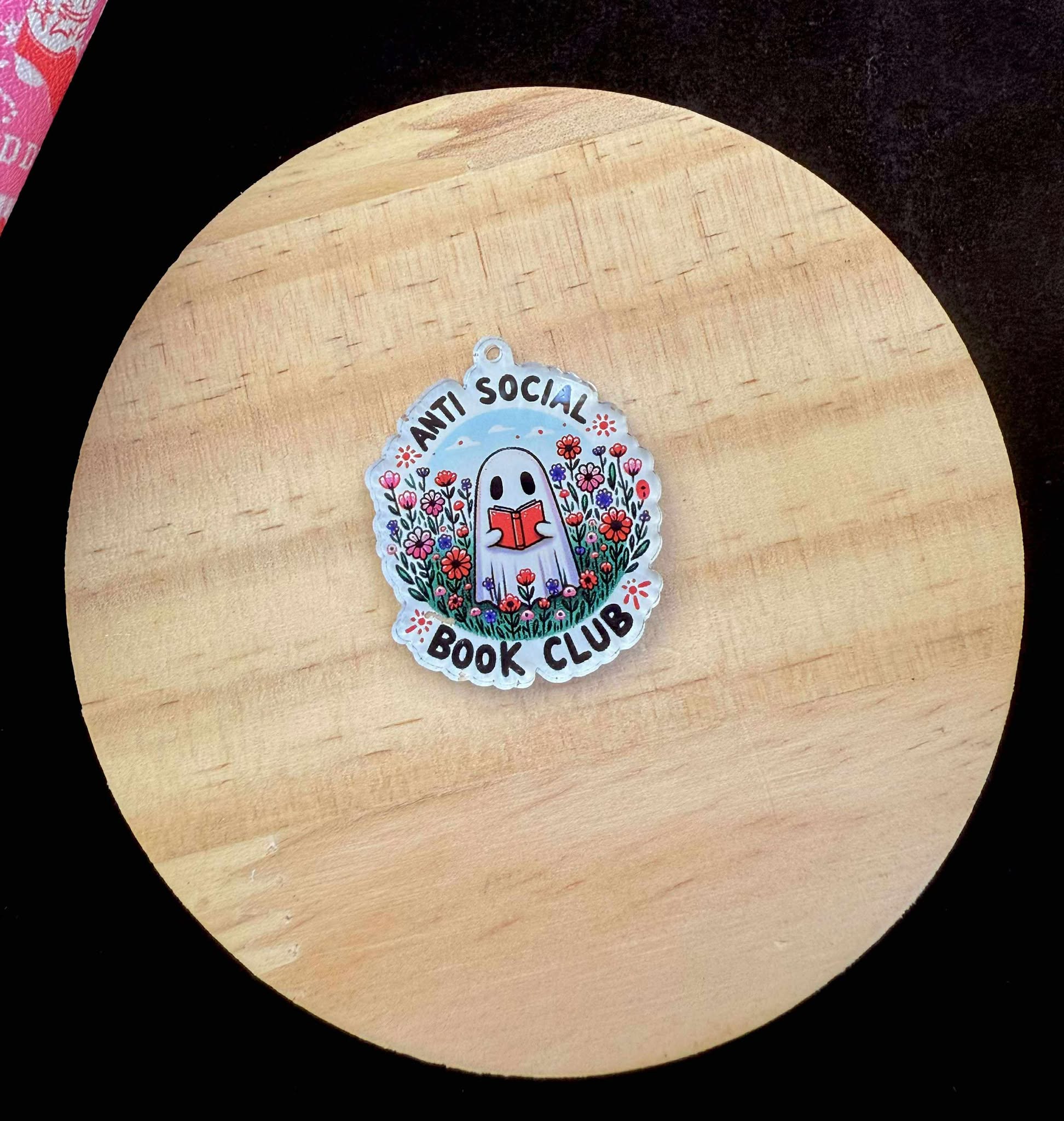 “Anti Social Book Club” Dust Plug Charm – With Keyring & Clasp (iPhone, USB-C, Micro USB)