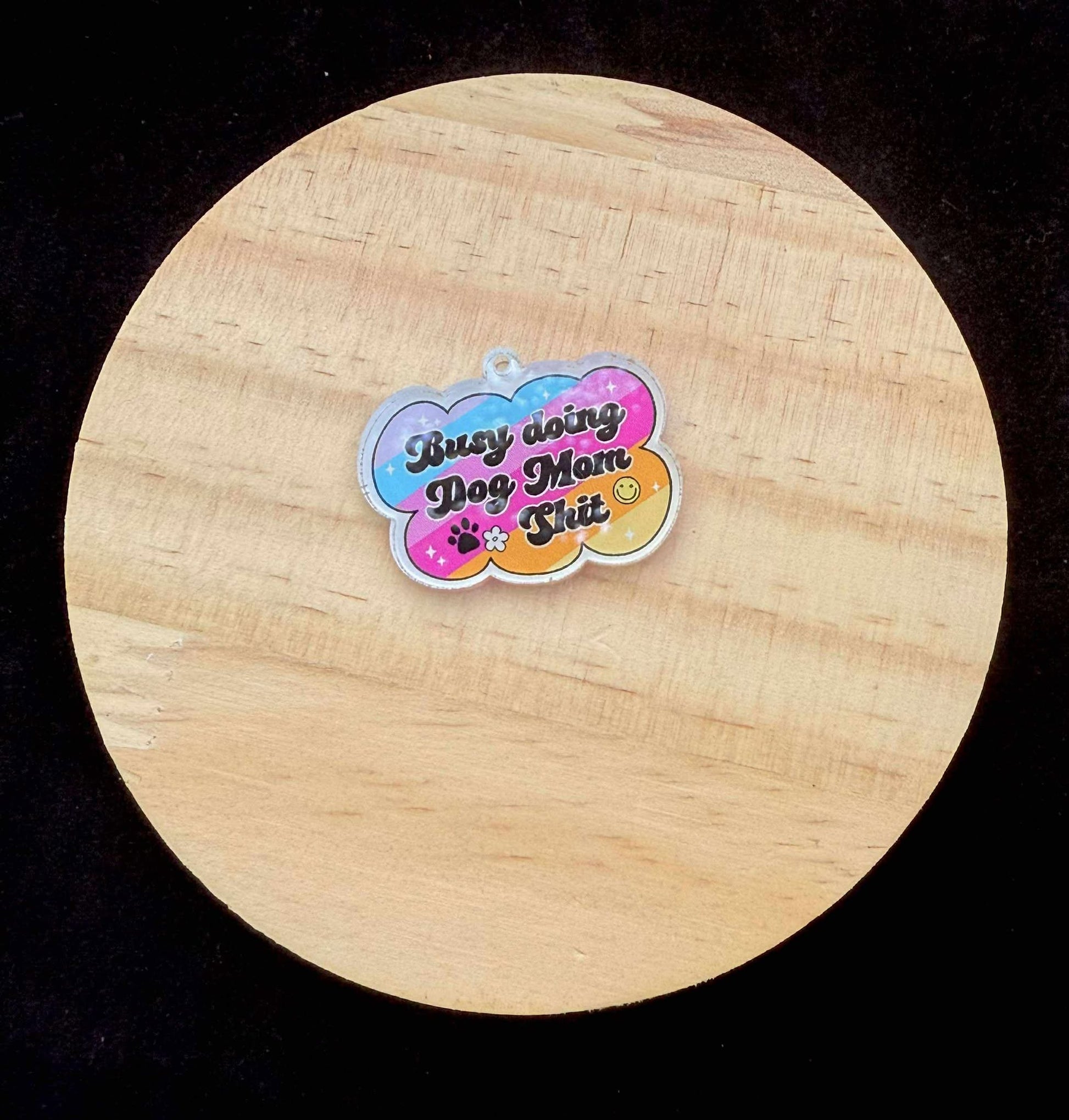 “Busy Doing Dog Man Shit” Dust Plug Charm – With Keyring & Clasp (iPhone, USB-C, Micro USB)