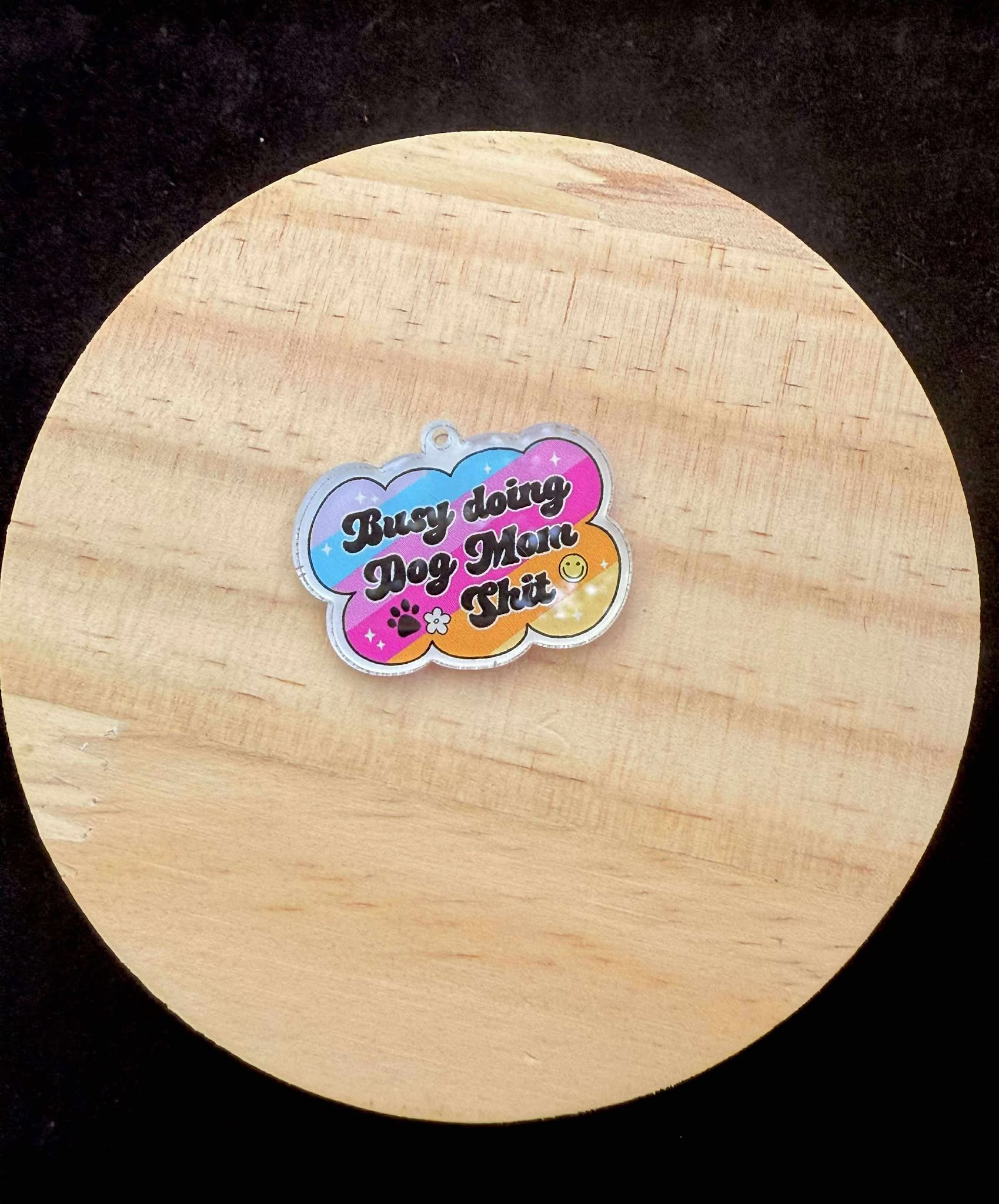 “Busy Doing Dog Man Shit” Dust Plug Charm – With Keyring & Clasp (iPhone, USB-C, Micro USB)