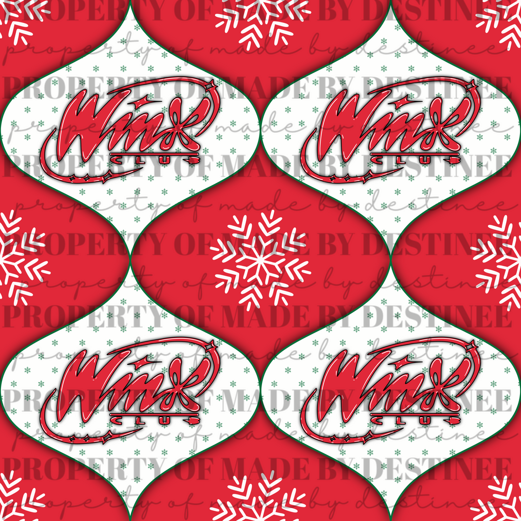 🎄 Winx Club Ornament Snowflake Seamless Pattern | Retro Holiday Digital Background PNG | Made by Destinee x Ditsy Gal Designs
