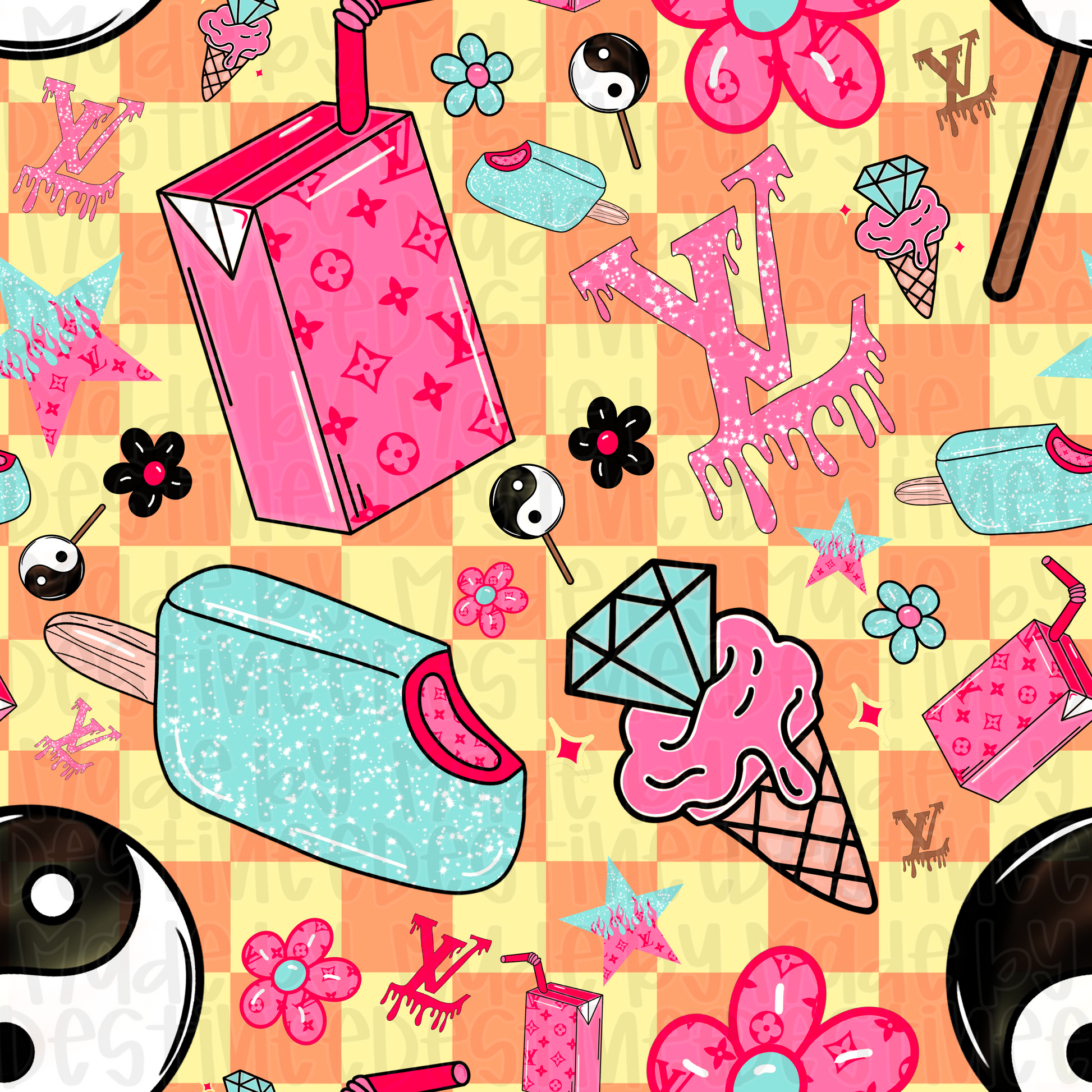 Boujee Snack Time Seamless Pattern – Y2K Aesthetic Digital Download
