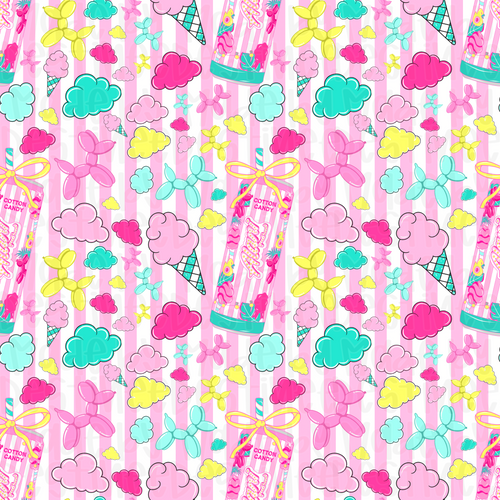 Alani Nu Cotton Candy Seamless Pattern – Y2K Balloon Animals & Clouds
