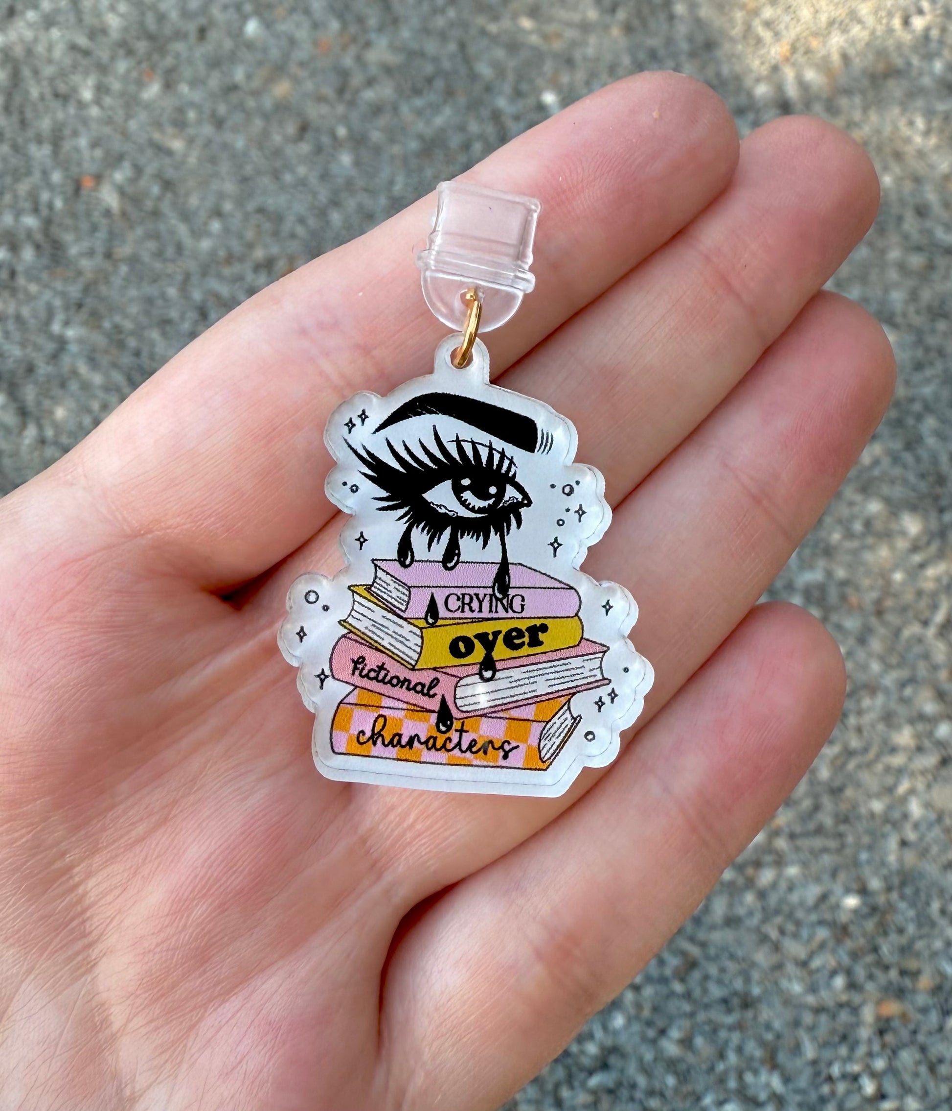 Crying Over Fictional Characters Kindle Charm – Bookish Dust Plug for E-Readers