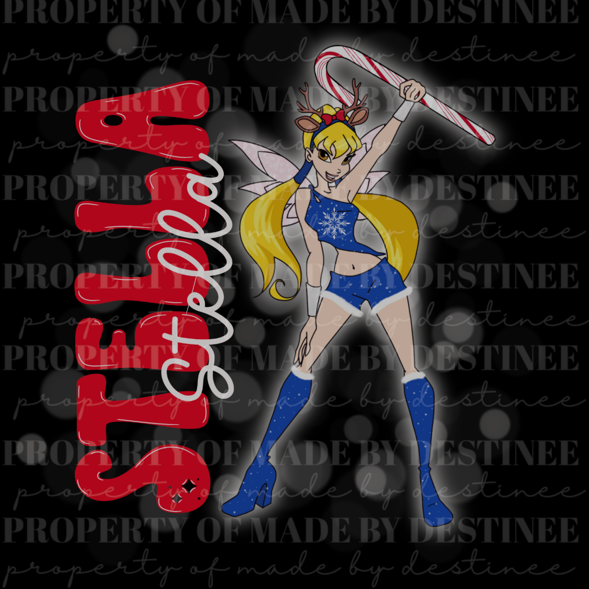 💫 Winx Club Stella Christmas PNG | Retro Holiday Character Design for Tees, DTF & Sublimation | Made by Destinee x Ditsy Gal Designs