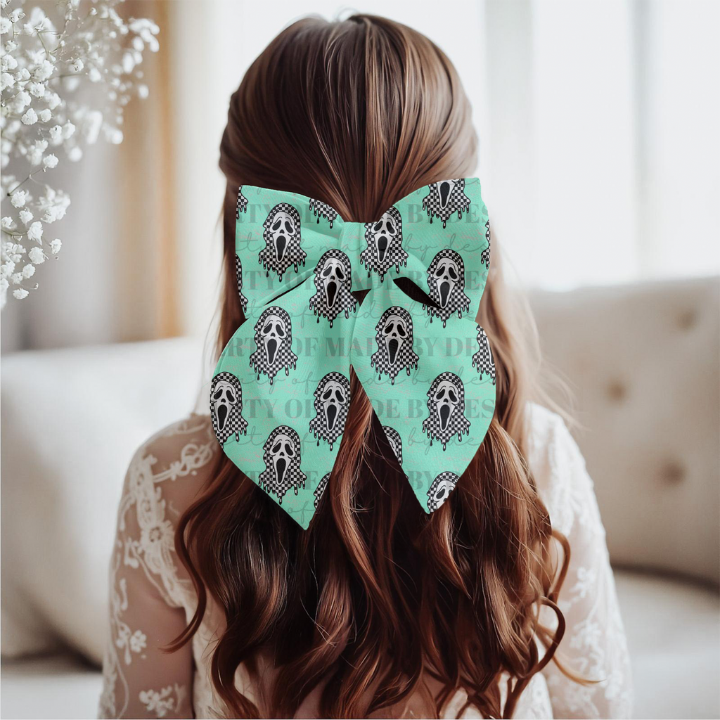 Checkerboard Drippy Ghost Seamless PNG