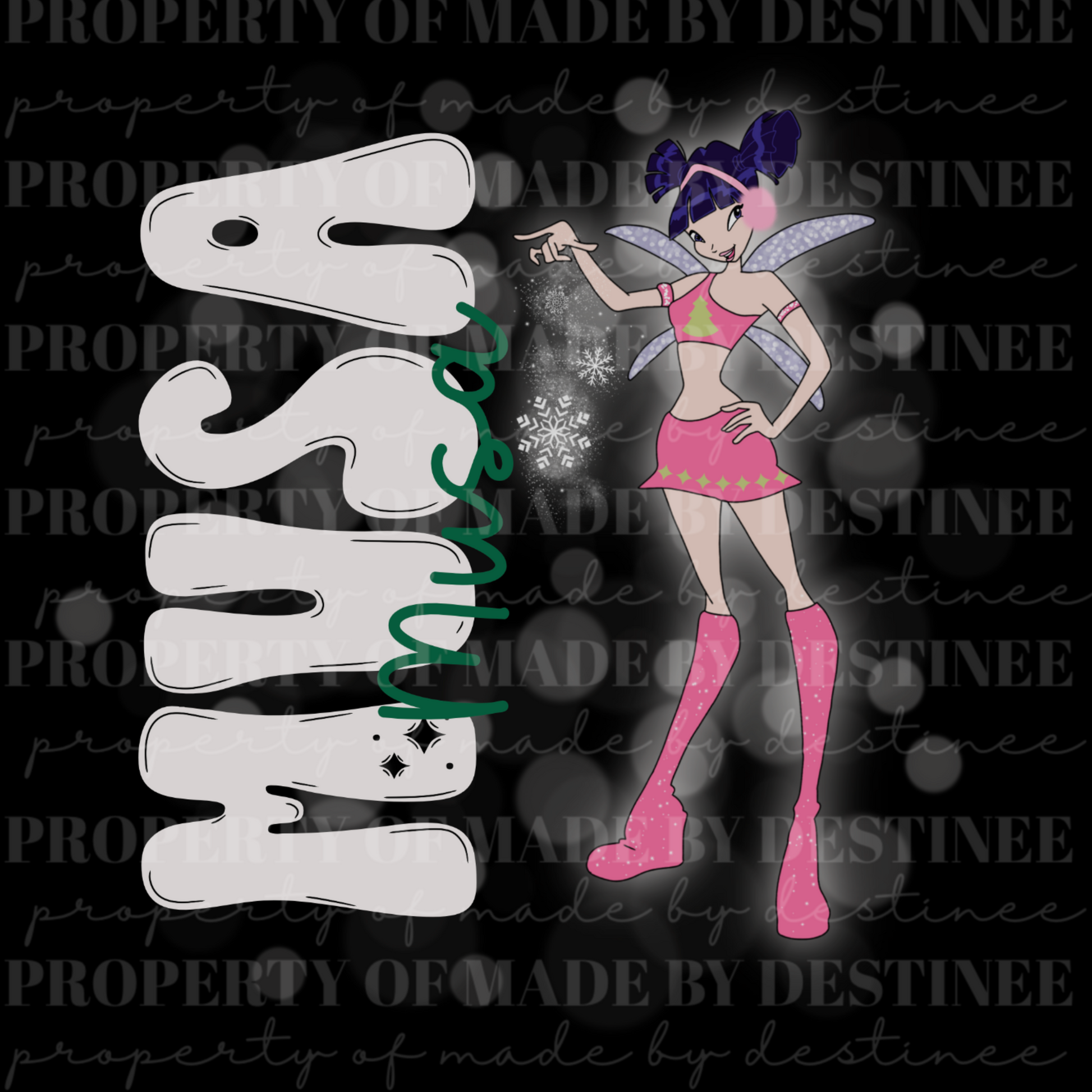 💖 Winx Club Musa Christmas PNG | Retro Holiday Character Design for Tees, DTF & Sublimation | Made by Destinee x Ditsy Gal Designs