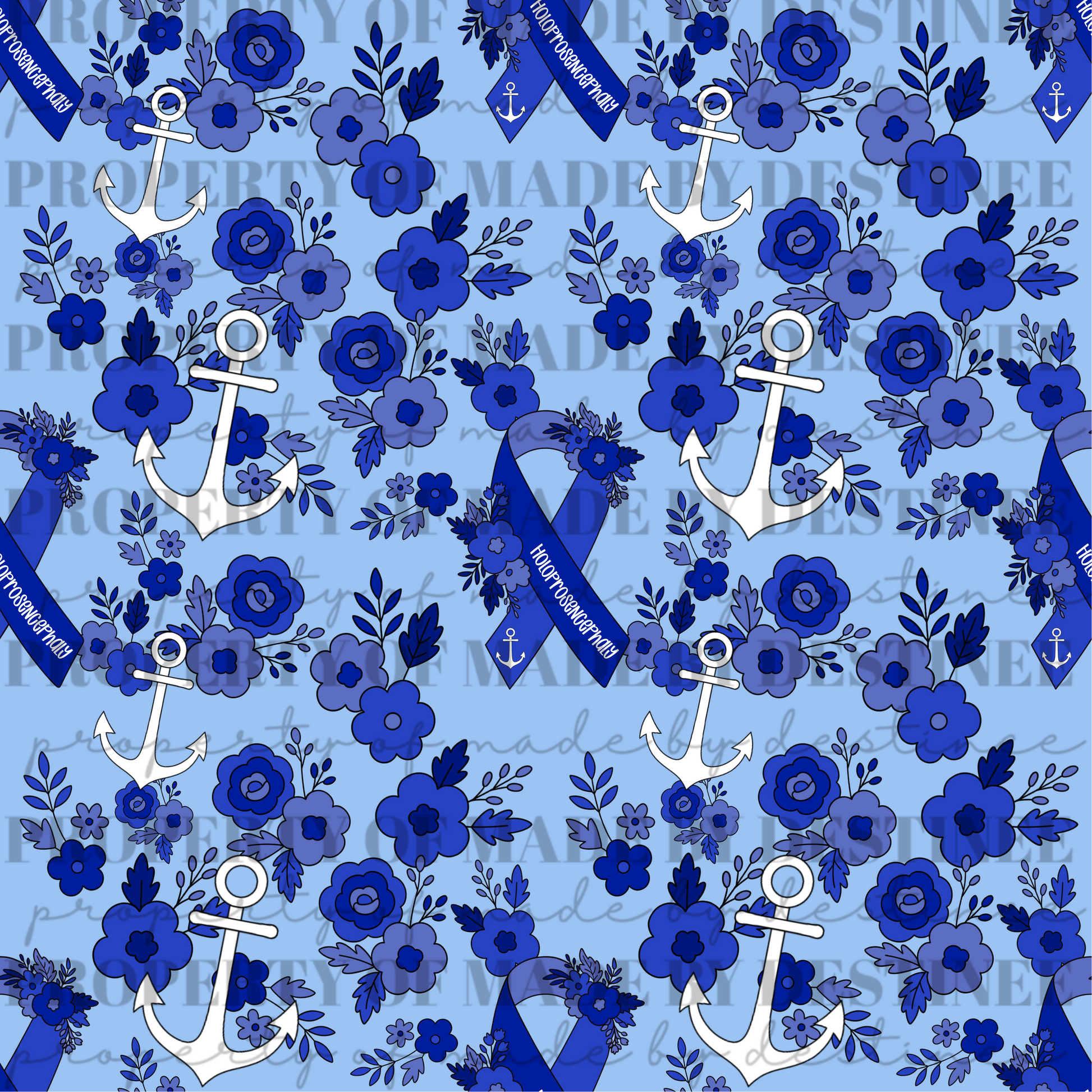 Holoprosencephaly Awareness Anchor Floral Seamless Pattern