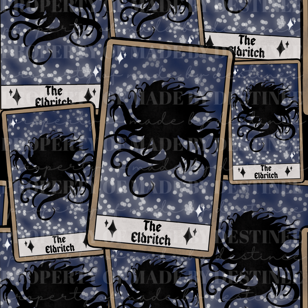 The Eldritch Tarot Card Seamless Pattern | Spooky Dark Digital Design