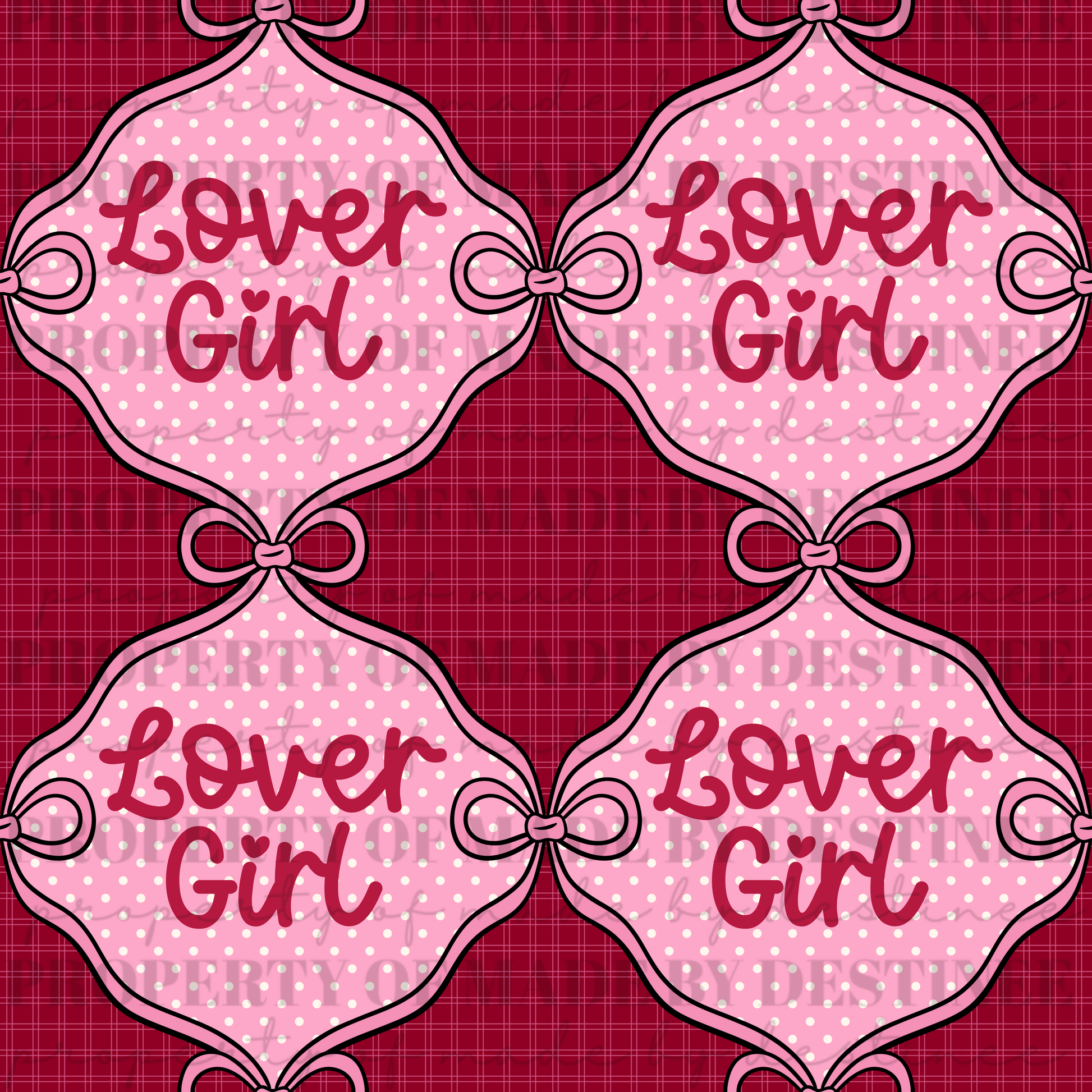 Lover Girl Coquette Seamless Pattern | Pink Bows & Polka Dot Digital Design