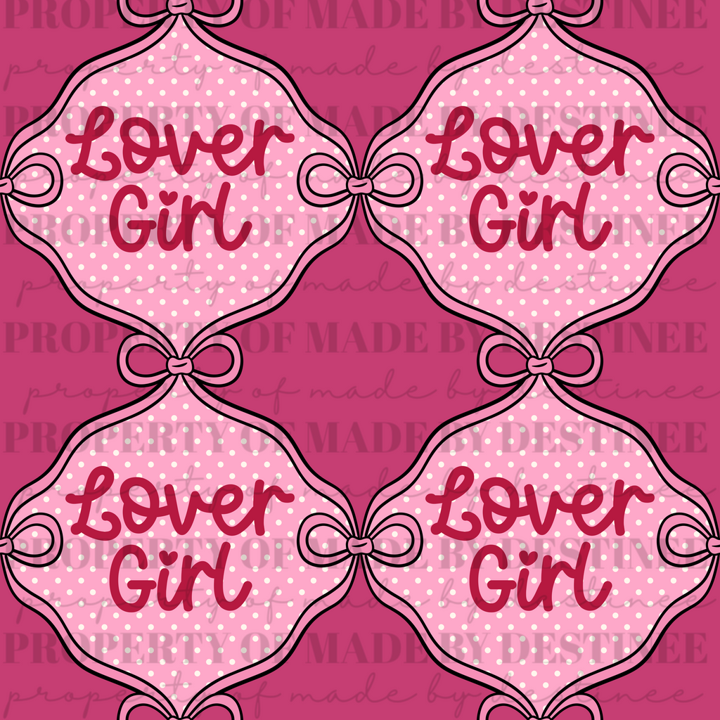 Lover Girl Coquette Seamless Pattern | Pink Bows & Polka Dot Digital Design