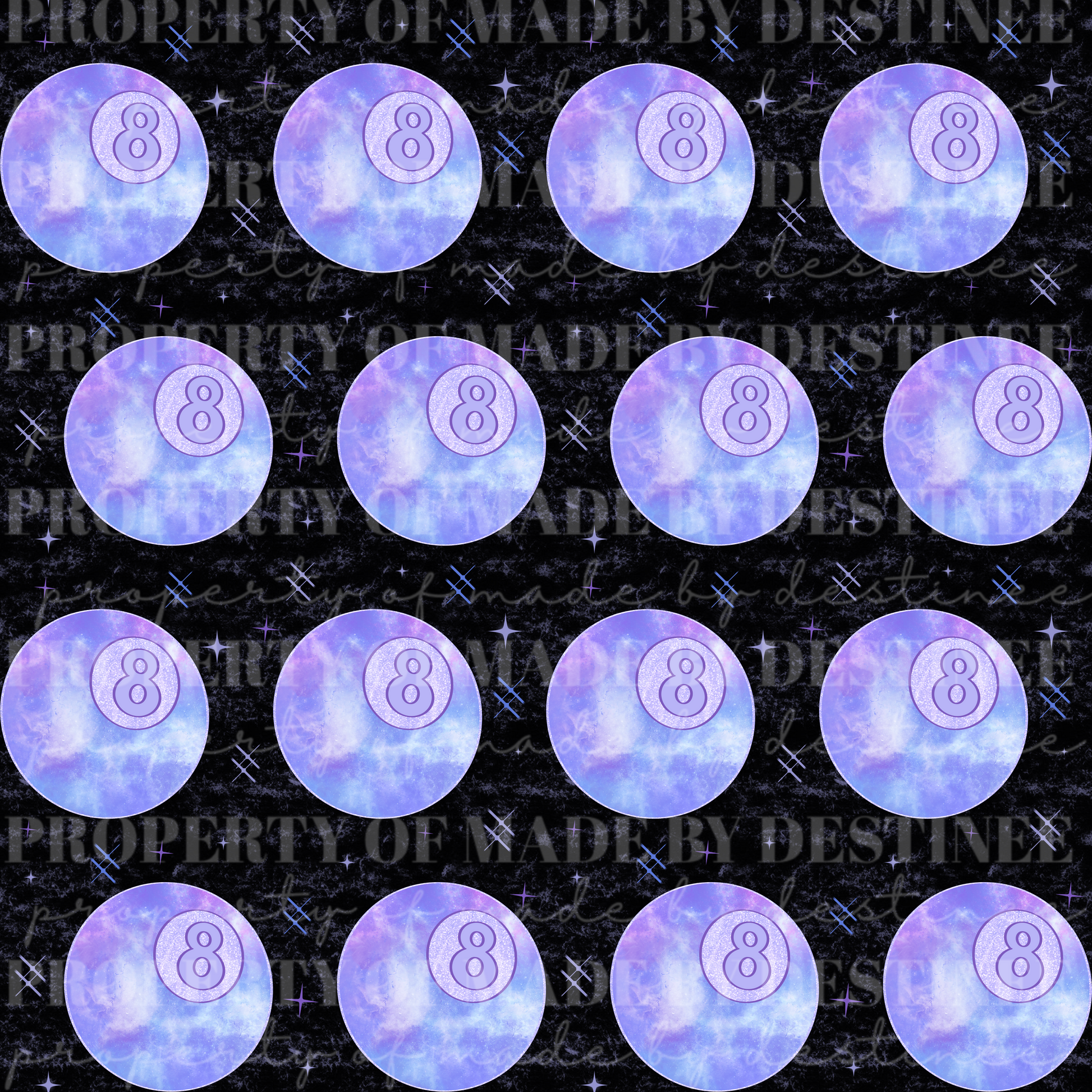 Galaxy 8 Ball Seamless Pattern | Cosmic Magic Eight Ball PNG Background