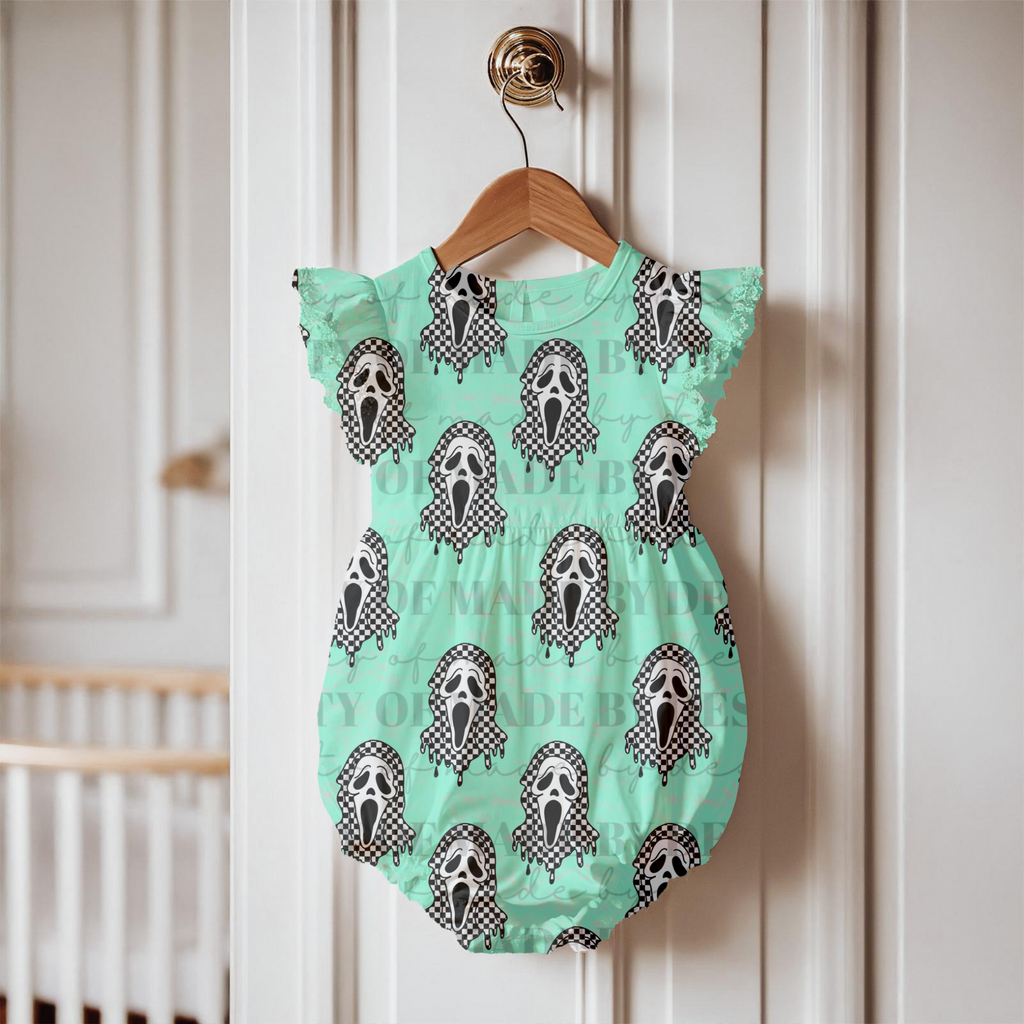 Checkerboard Drippy Ghost Seamless PNG