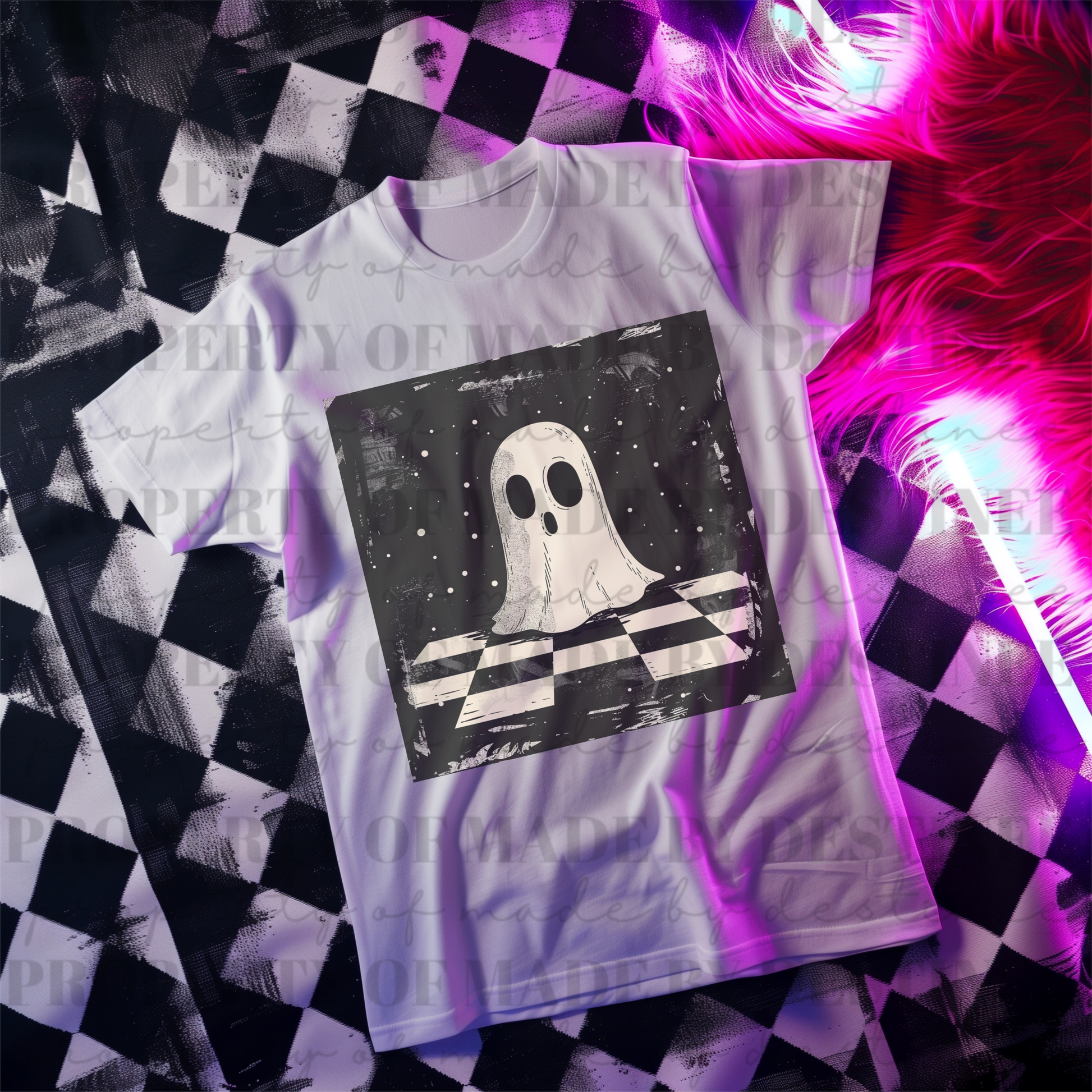 FREEBIE Ghost Clipart PNG | Checkerboard Halloween Digital Design