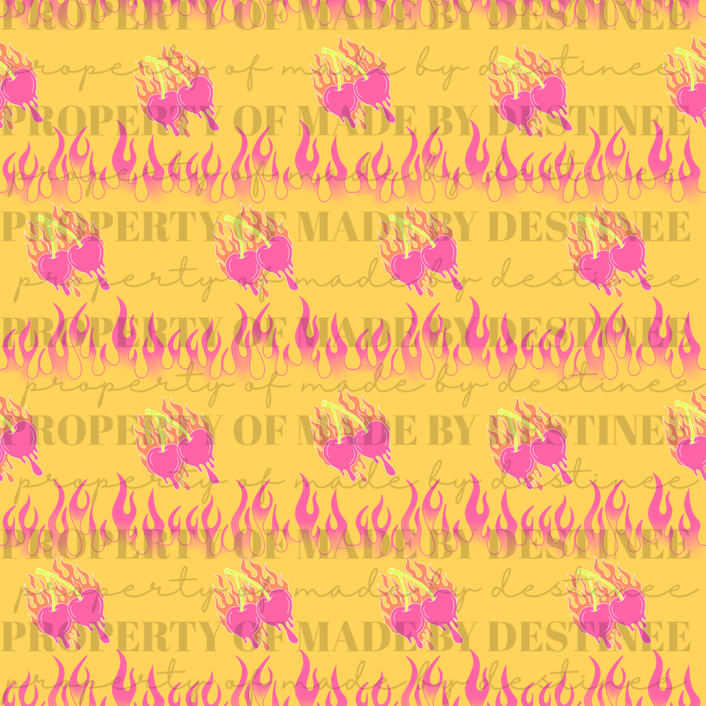 Flaming Heart Seamless PNG