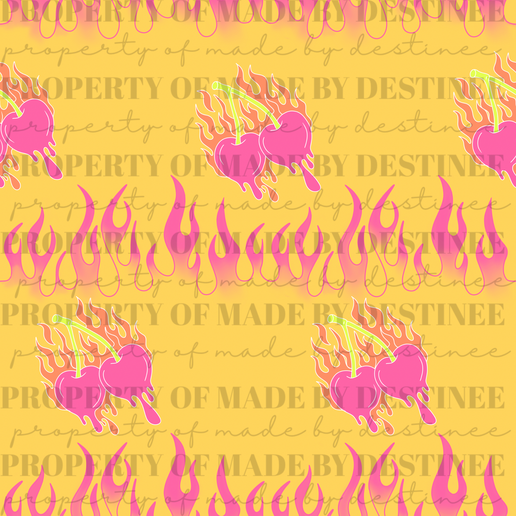 Flaming Heart Seamless PNG